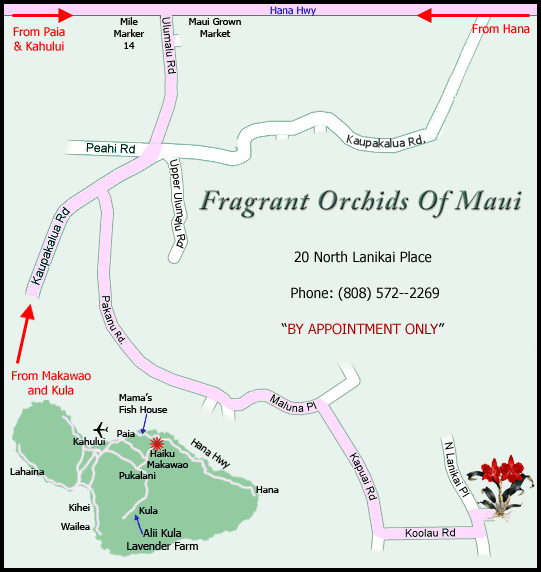 Map to Fragrant Orchids of Maui